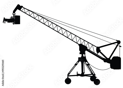 Industrial crane mounted on a mobile base for heavy lifting and construction tasks isolated on white background, Vector, illustration