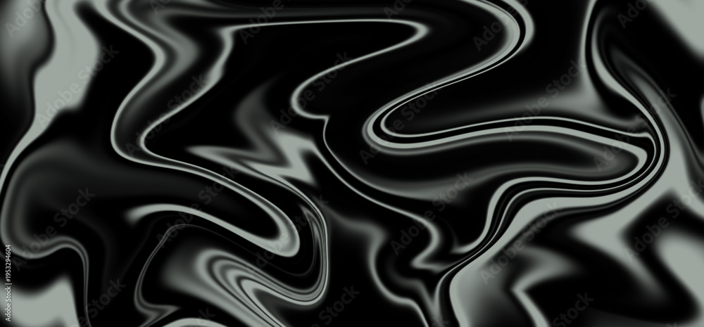 Fototapeta premium Abstract black and white flowing liquid marble texture background for design