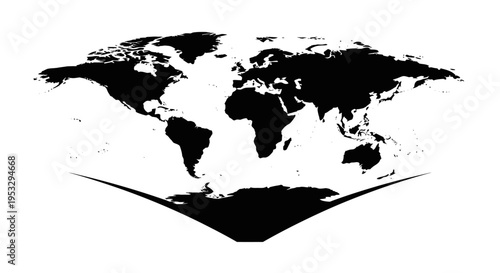 minimalist world map vector illustration showcasing continents on white background ideal for global data travel and geographical concepts.