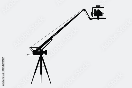 Adjustable industrial crane mounted on a sturdy tripod base for heavy-duty lifting tasks isolated on white background, Vector, illustration