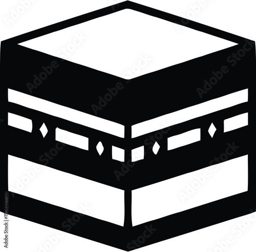 The grand dome and minarets of the sacred kaaba in mecca during sunset hours isolated on white background, Vector, illustration