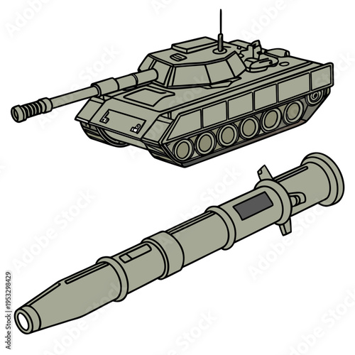 Military tank with missile for warfare and defense concepts