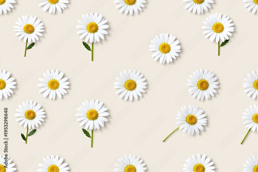 Obraz premium A pattern of daisies on a beige background