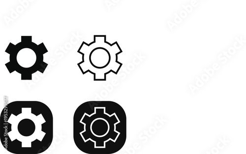 Modern settings icon in line style featuring a clean gear cogwheel symbol. Suitable for user interface, mobile apps, web design, software settings, configuration, and system control concepts. Minimal 
