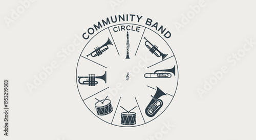 Community Band Circle Musical Instruments Logo.