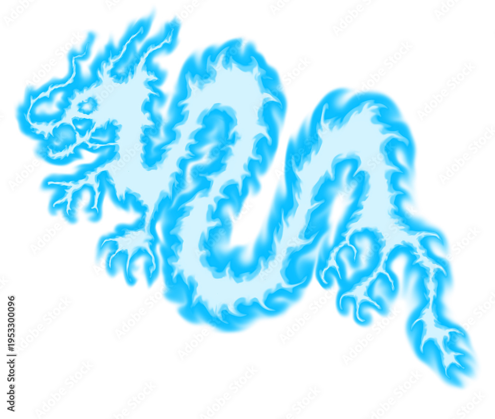 Fototapeta premium Blue Dragon Flame Effect with Glowing Energy