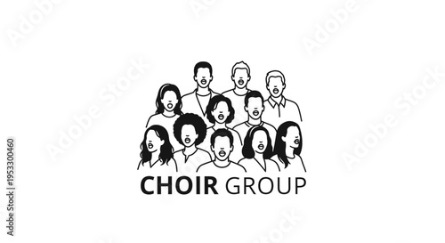 Choir Group People Singing Together Illustration.
