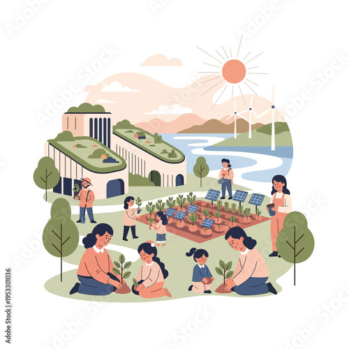 People Planting Garden in Community Park.