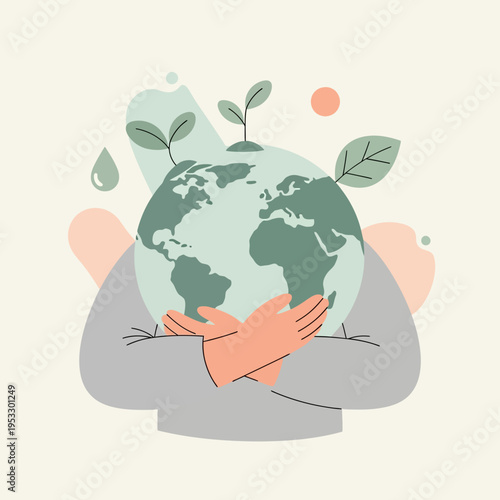 Person Holding Green Earth Globe.