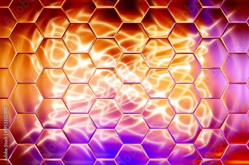 abstract hexagonal background with glowing neon lights