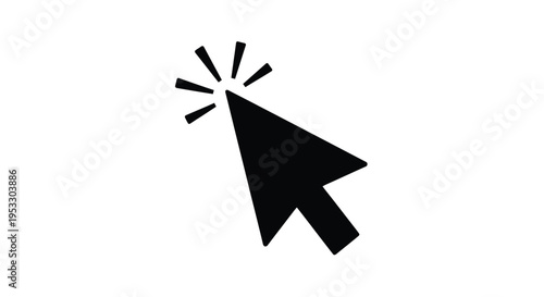 Simple black arrow cursor icon with radiating lines indicating a click