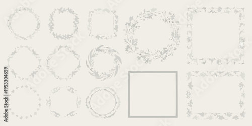 Collection of delicate floral wreaths and frames in neutral tones