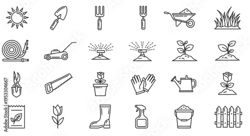gardening tools and plants collection ideal for spring planting home garden projects and sustainable landscaping activities.