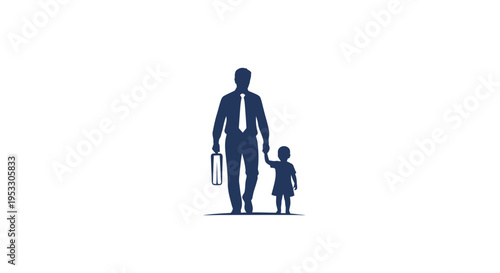 Father and Child Walking Together Silhouette.