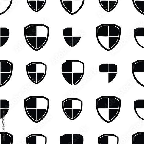 A seamless pattern of black and white shields with varied cutouts Free Download A seamless pattern of black and white shields with varied cutouts - GFXLoad