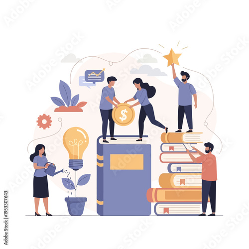 People Working Together on Large Books.