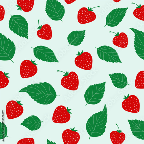 Beautiful seamless pattern with strawberries. Background with berries and leaves. Vector illustration of a seamless pattern for printing on textiles or wrapping paper.