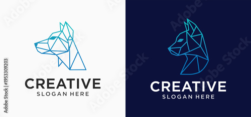 Creative Dog Logo Set, Pet Care and Veterinary Canine Emblem Collection Vector