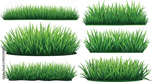 Soft realistic lush green grass borders illustration