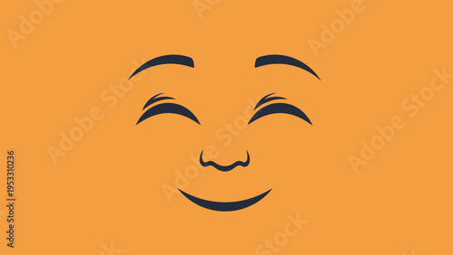 Smiling Face with Closed Eyes Illustration.