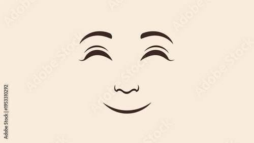 Smiling Face with Closed Eyes Illustration.