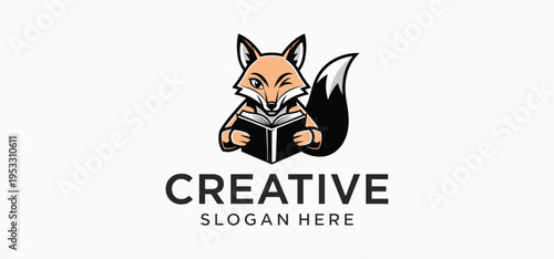 Cute Animal Book Logo Set for Kids, Children Education and Learning Emblem Collection