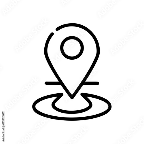 Map location marker pin icon on a circle representing destination point