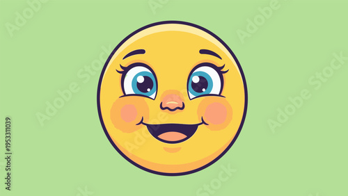 Yellow Smiling Face Emoji with Blue Eyes.