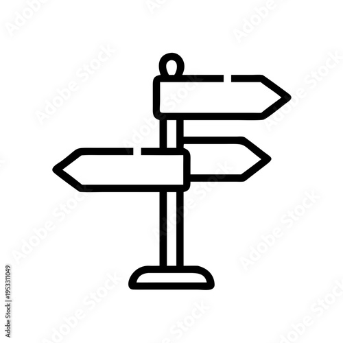 Direction signpost with multiple arrows showing different ways information for travelers