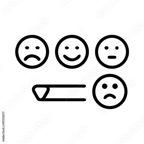 Customer satisfaction rating feedback emojis with slider and rating scale