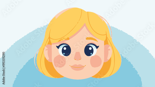 Cartoon Blonde Girl with Big Eyes.