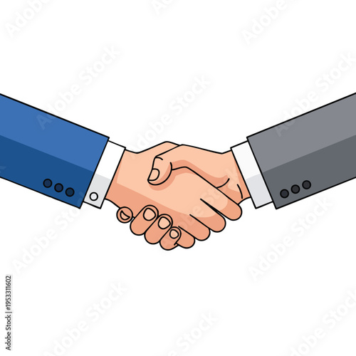 Two businesspeople shake hands, symbolizing agreement, partnership, and trust