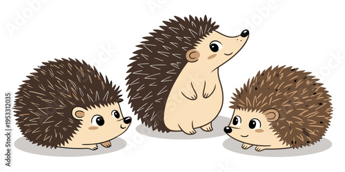 Hedgehogs cute vector illustration pack with three adorable prickly animals in a charming design featuring hedgehog, set, animal with wildlife and