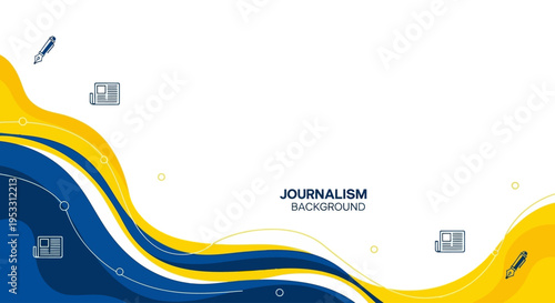 Journalism background with wavy lines design.