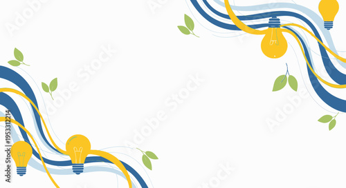 Innovation concept with lightbulbs and leaves.