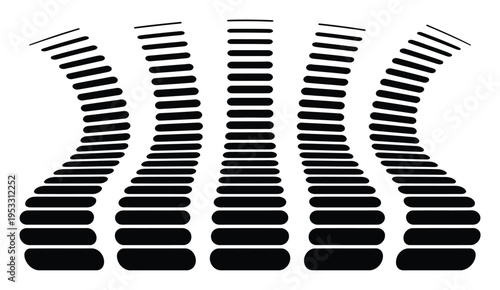 Abstract Black and White Curved Stripes Pattern