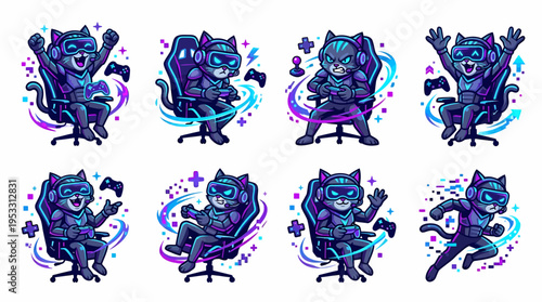 Cute Cat Gamer Set - VR Headset, Gaming Chair, Controllers
