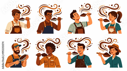 Diverse People Enjoying Aroma of Coffee Beans
