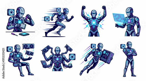 Futuristic Robot Character Set