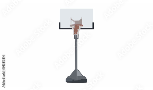 Portable basketball hoop vector illustration with adjustable height and wheeled base isolated on white background