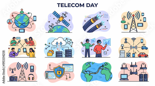 Telecom Day Concept: Global Connectivity and Technology