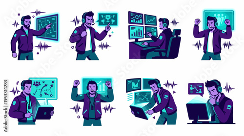 Trader Focused on Stock Market Charts and Data Analysis