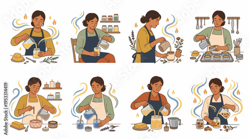 Woman Making Candles, Aromatherapy, DIY Craft