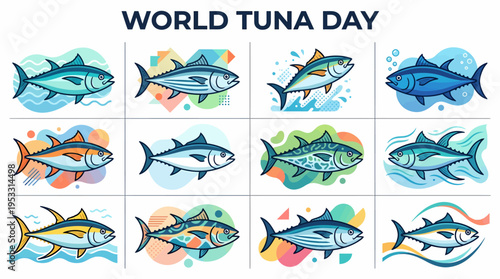 World Tuna Day Collection: Diverse Tuna Fish Illustrations