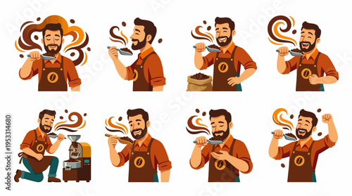 Barista Smelling Coffee Beans, Aroma, Roasting Process