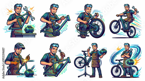 Bicycle Mechanic Workshop - Cartoon Style