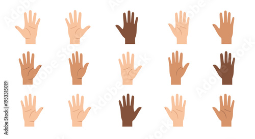 Diverse hands in various skin tones.