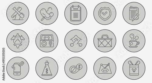 Collection of various business and communication icons.