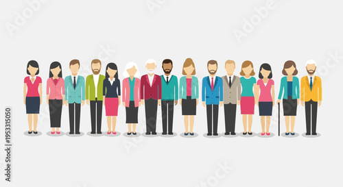 Diverse group of people standing together.