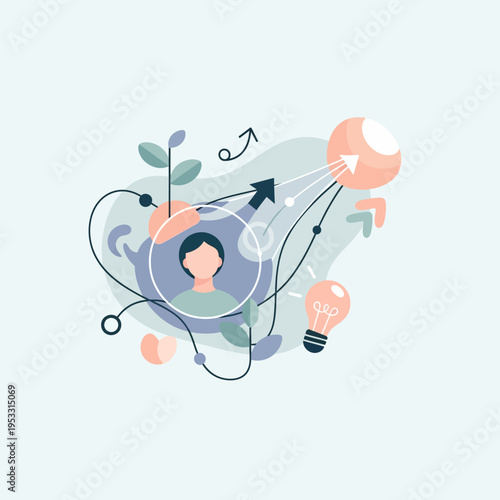 Woman Head with Lightbulb Idea Concept.